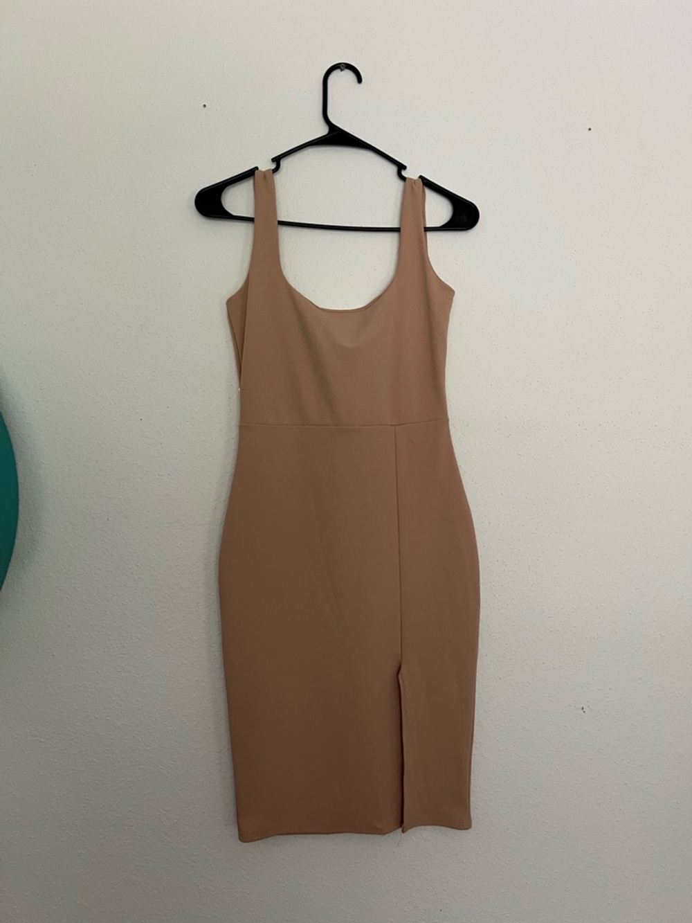 Missguided Nude Sleeveless Midi Bodycon Dress